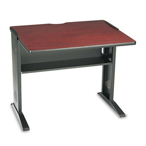 Computer Desk With Reversible Top, 35.5" X 28" X 30", Mahogany/Medium Oak/Black