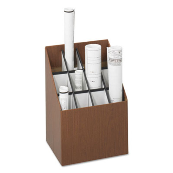 Corrugated Roll Files, 12 Compartments, 15w X 12d X 22h, Woodgrain