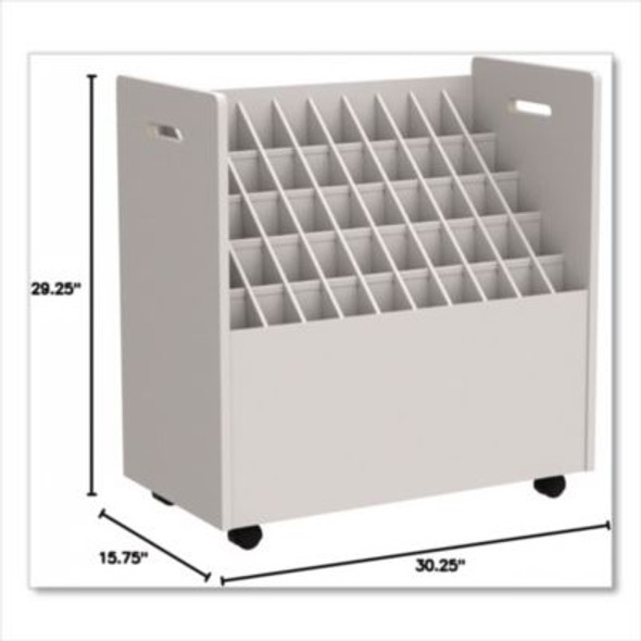 Laminate Mobile Roll Files, 50 Compartments, 30.25w X 15.75d X 29.25h, Putty