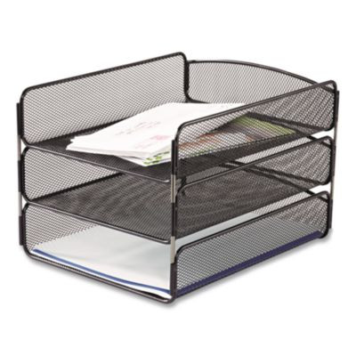 Onyx Desk Tray, 3 Sections, Letter Size Files, 9.25" X 11.75" X 8", Black