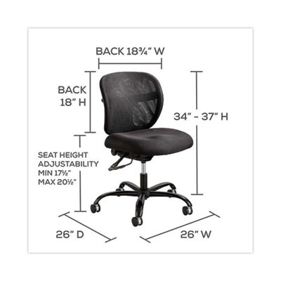 Vue Intensive-Use Mesh Task Chair, Supports Up To 500 Lb, 18.5" To 21" Seat Height, Black Vinyl Seat/Back, Black Base