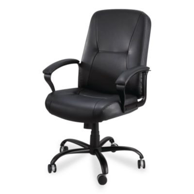 Serenity Big/Tall High Back Leather Chair, Supports Up To 500 Lb, 19.5" To 22.5" Seat Height, Black