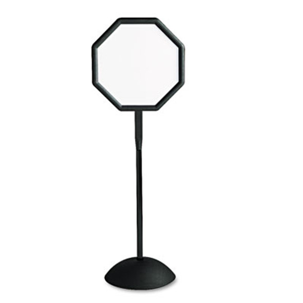 Writeway Two-Sided Dry Erase Standing Message Sign, White 18" x 18" Octagon Surface, Black Frame, 18" x 18" x 65"