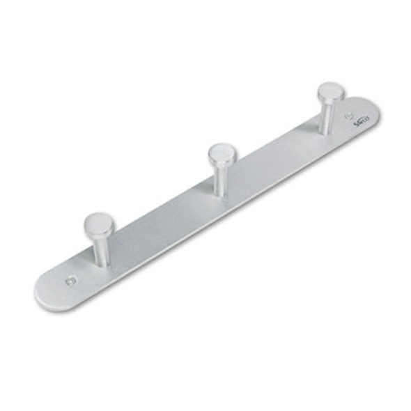 Nail Head Wall Coat Rack, Three Hooks, Metal, 18w X 2.75d X 2h, Satin