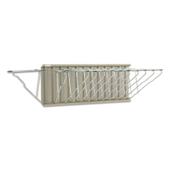 Sheet File Pivot Wall Rack, 12 Hanging Clamps, 24w X 14.75d X 9.75h, Sand
