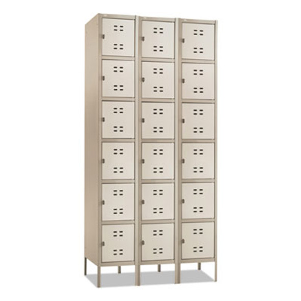 Three-Column Box Locker, 36w X 18d X 78h, Two-Tone Tan