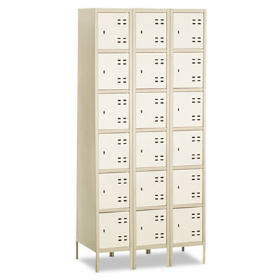 Three-Column Box Locker, 36w X 18d X 78h, Two-Tone Tan