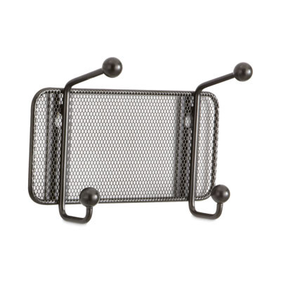 Onyx Mesh Wall Racks, 2-Hook, 8.5w x 3d x 5.5h, Black