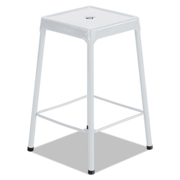 Counter-Height Steel Stool, Backless, Supports Up To 250 Lb, 25" Seat Height, White