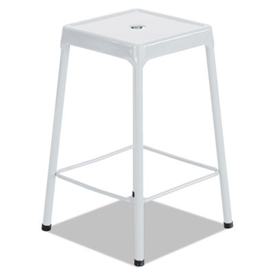 Counter-Height Steel Stool, Backless, Supports Up To 250 Lb, 25" Seat Height, White