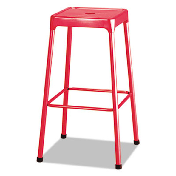 Bar-Height Steel Stool, Backless, Supports Up To 250 Lb, 29" Seat Height, Red