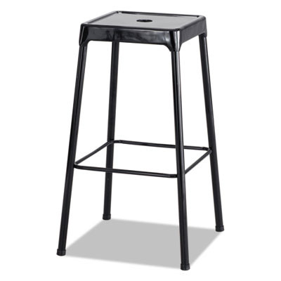 Bar-Height Steel Stool, Backless, Supports Up To 250 Lb, 29" Seat Height, Black