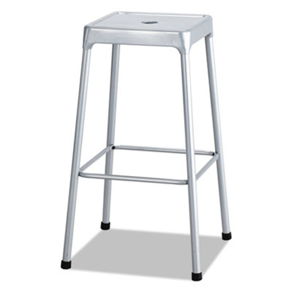 Bar-Height Steel Stool, Backless, Supports Up To 250 Lb, 29" Seat Height, Silver