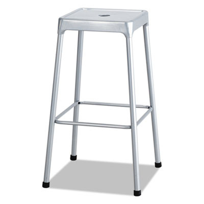 Bar-Height Steel Stool, Backless, Supports Up To 250 Lb, 29" Seat Height, Silver