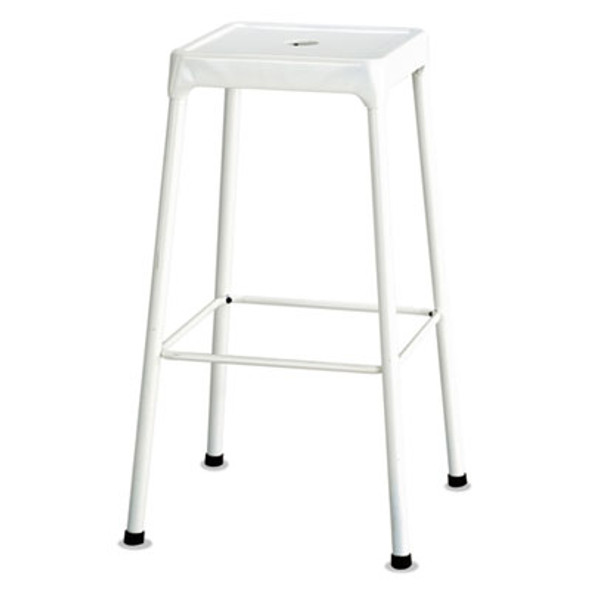 Bar-Height Steel Stool, Backless, Supports Up To 250 Lb, 29" Seat Height, White