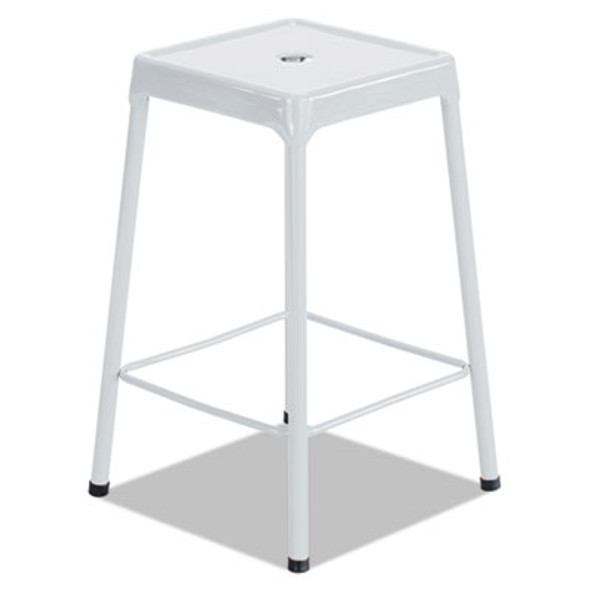 Bar-Height Steel Stool, Backless, Supports Up To 250 Lb, 29" Seat Height, White