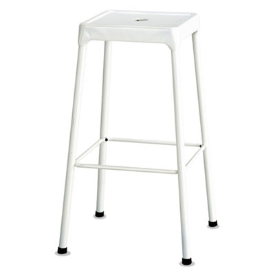 Bar-Height Steel Stool, Backless, Supports Up To 250 Lb, 29" Seat Height, White