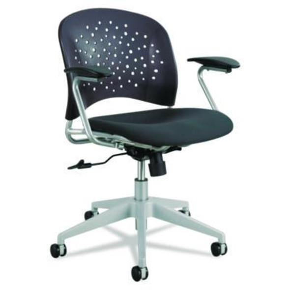 Reve Round Back Task Chair, Supports Up To 250 Lb, 18" To 22.5" Seat Height, Black Seat/Back, Silver Base