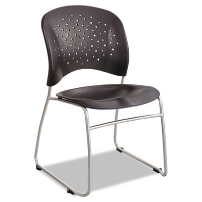 Reve Guest Chair With Sled Base, 19.75" x 23.5" x 33.5", Black Seat, Black Back, Silver Base, 2/Carton