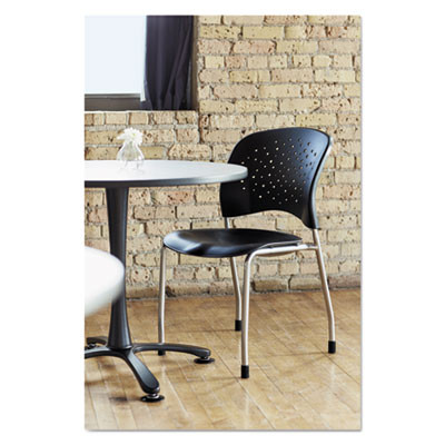 Reve Guest Chair With Straight Legs, 19" x 24.5" x 33.5", Black Seat, Black Back, Silver Base, 2/Carton