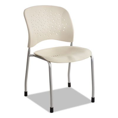 Reve Guest Chair With Straight Legs, 19" x 24.5" x 33.5", Latte Seat, Latte Back, Silver Base, 2/Carton