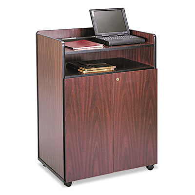 Executive Mobile Presentation Stand, 29.5 X 20.5 X 40.75, Mahogany