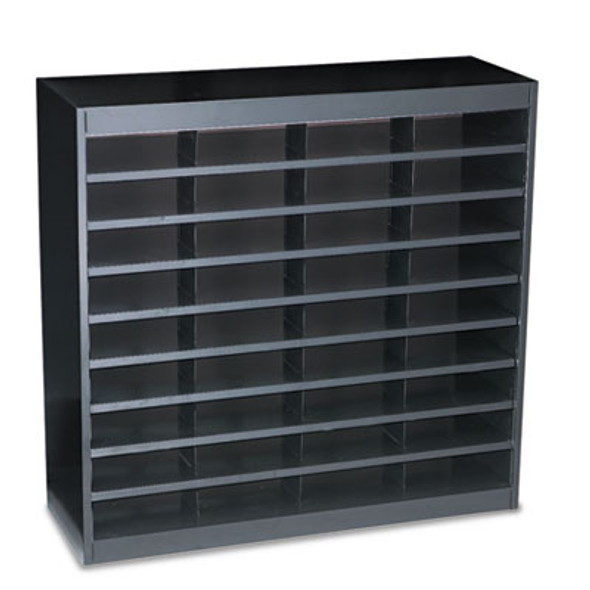 Steel/Fiberboard E-Z Stor Sorter, 36 Compartments, 37.5 x 12.75 x 36.5, Black
