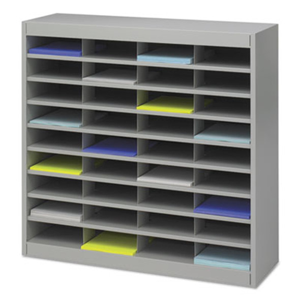 Steel/Fiberboard E-Z Stor Sorter, 36 Compartments, 37.5 x 12.75 x 36.5, Gray