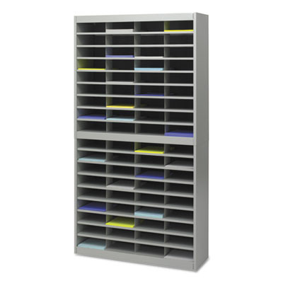 Steel/Fiberboard E-Z Stor Sorter, 72 Compartments, 37.5 x 12.75 x 71, Gray