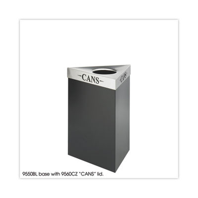 Trifecta Waste Receptacle, 26" High Base, 15 Gal, Steel, Black