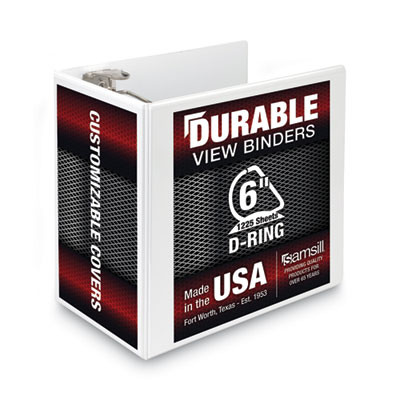 Nonstick D-Ring View Binder, 3 Rings, 6" Capacity, 11 X 8.5, White