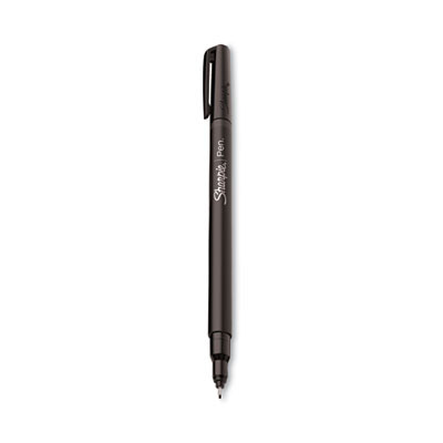 Water-Resistant Ink Porous Point Pen, Stick, Fine 0.4 Mm, Black Ink, Black Barrel, Dozen