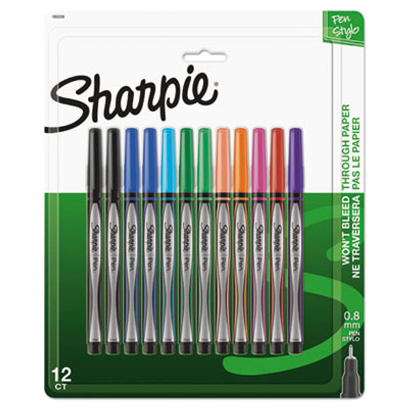 Water-Resistant Ink Porous Point Pen, Stick, Fine 0.4 Mm, Assorted Ink And Barrel Colors, Dozen