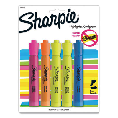 Tank Style Highlighters, Assorted Ink Colors, Chisel Tip, Assorted Barrel Colors, 5/Pack