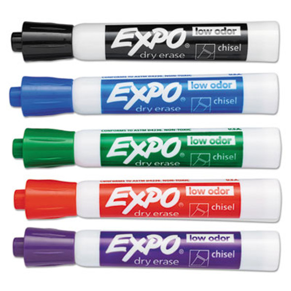 Low-Odor Dry-Erase Marker Value Pack, Broad Chisel Tip, Assorted Colors, 36/Box