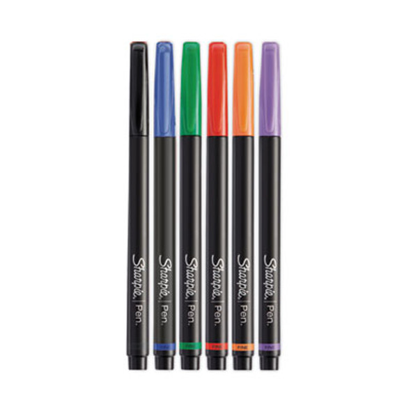 Water-Resistant Ink Porous Point Pen, Stick, Fine 0.4 Mm, Assorted Ink And Barrel Colors, 6/Pack