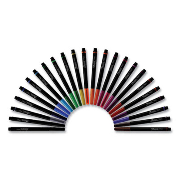 Art Pen Porous Point Pen, Stick, Fine 0.4 Mm, Assorted Ink Colors, Black Barrel, 24/Pack