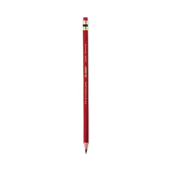 Col-Erase Pencil With Eraser, 0.7 Mm, 2B, Carmine Red Lead, Carmine Red Barrel, Dozen