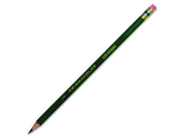 Col-Erase Pencil With Eraser, 0.7 Mm, 2b (#1), Green Lead, Green Barrel, Dozen