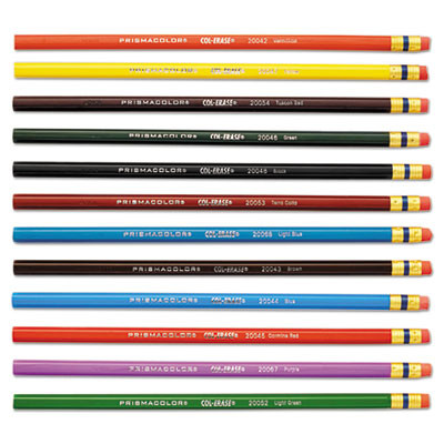 Col-Erase Pencil With Eraser, 0.7 Mm, 2B, Assorted Lead And Barrel Colors, Dozen