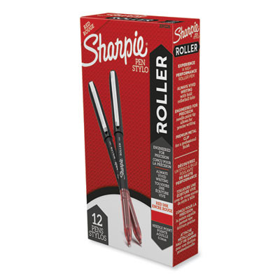 Professional Design Rollerball Pen, Stick, Fine 0.5 Mm, Red Ink, Black/Red Barrel, Dozen