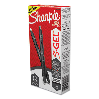 S-Gel High-Performance Gel Pen, Retractable, Fine 0.5 Mm, Black Ink, Black Barrel, Dozen