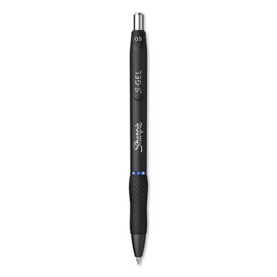 S-Gel High-Performance Gel Pen, Retractable, Fine 0.5 Mm, Blue Ink, Black Barrel, Dozen