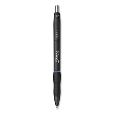 S-Gel High-Performance Gel Pen, Retractable, Medium 0.7 Mm, Blue Ink, Black Barrel, Dozen