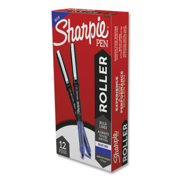 Professional Design Rollerball Pen, Stick, Medium 0.7 Mm, Blue Ink, Black/Blue Barrel, Dozen