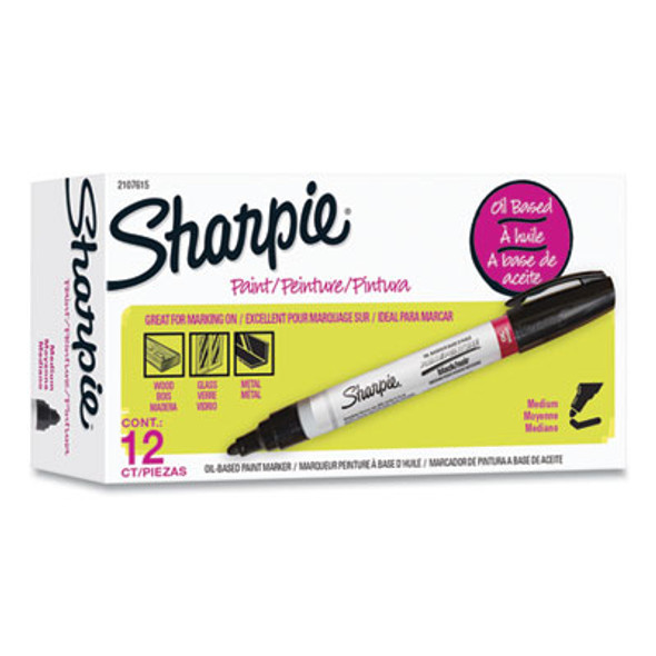 Permanent Paint Marker, Medium Bullet Tip, Black, Dozen
