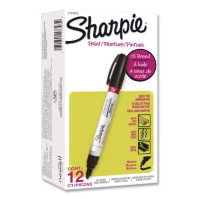 Permanent Paint Marker, Medium Bullet Tip, Black, Dozen