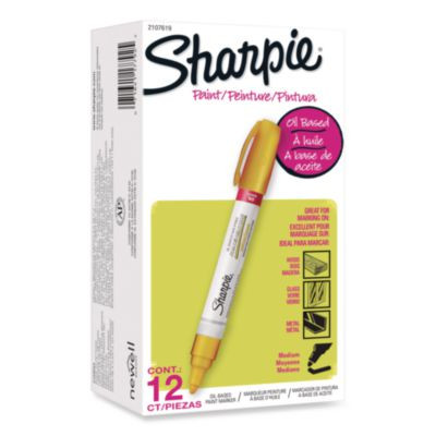 Permanent Paint Marker, Medium Bullet Tip, Yellow, Dozen