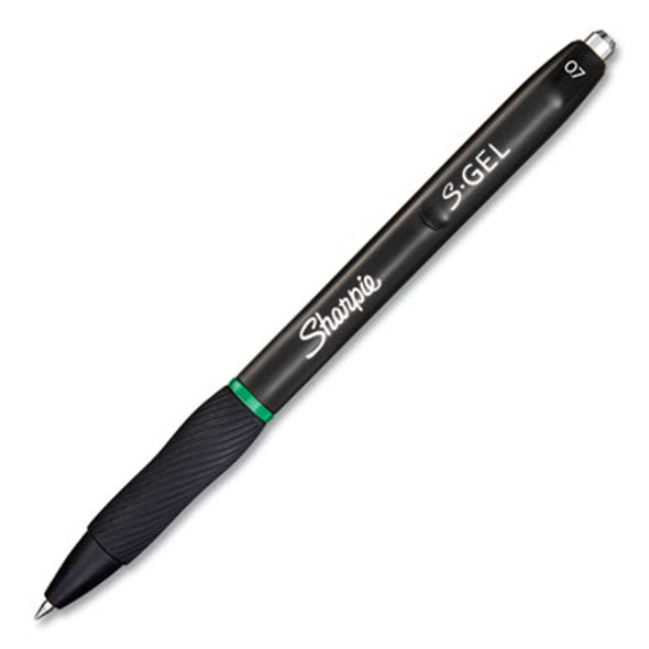 S-Gel High-Performance Gel Pen, Retractable, Medium 0.7 Mm, Green Ink, Black Barrel, Dozen