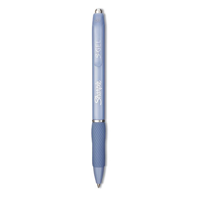 S-Gel Fashion Barrel Gel Pen, Retractable, Medium 0.7 Mm, Black Ink, Frost Blue Barrel, Dozen
